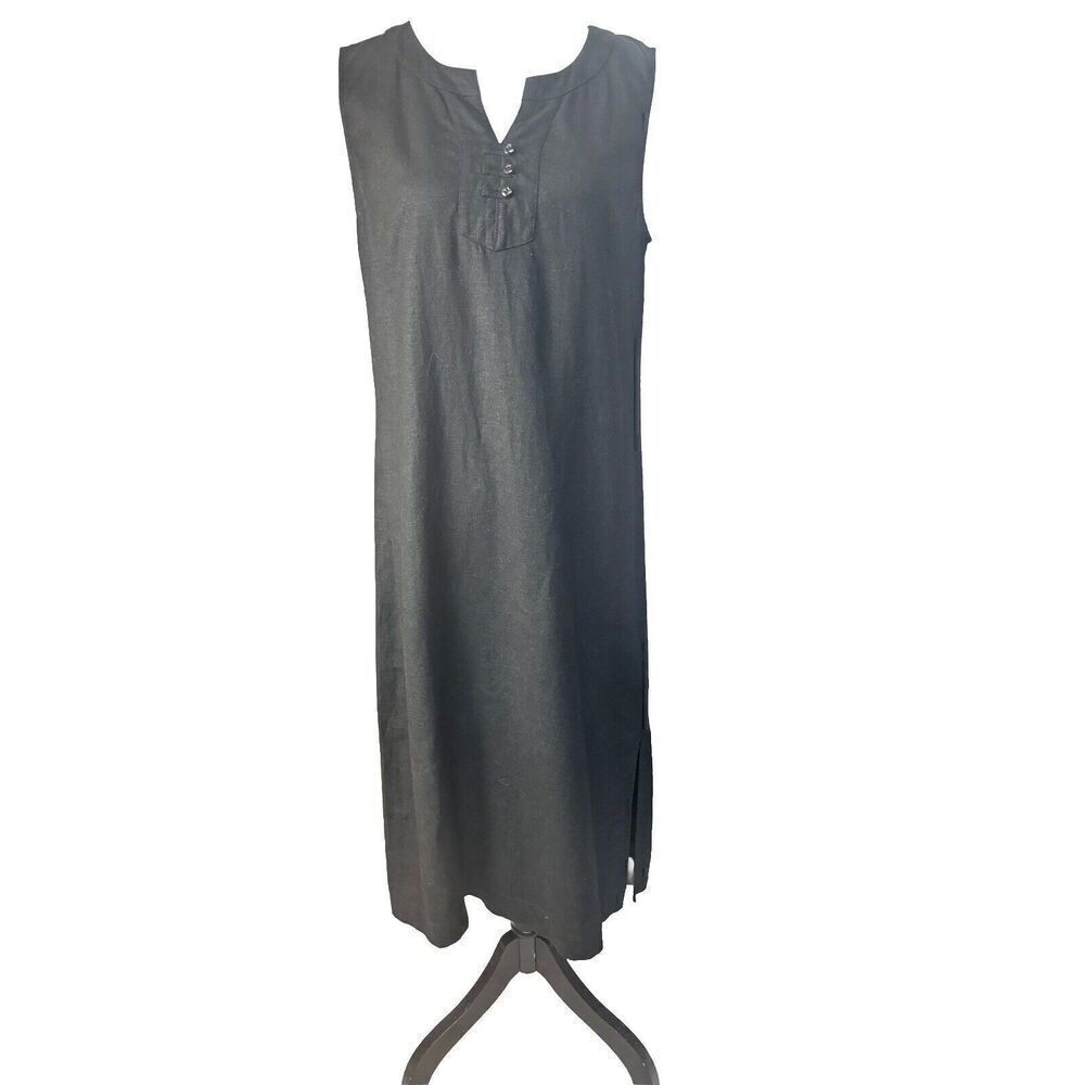 Apple Seed Maxi Linen Blend Sleeveless Dress Size 12 modest
